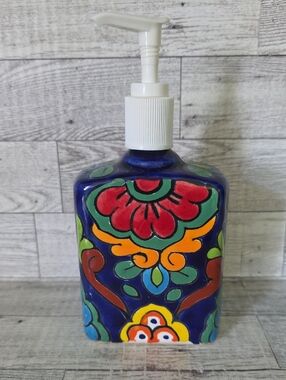 Talavera Hand-Painted Ceramic Soap Dispenser